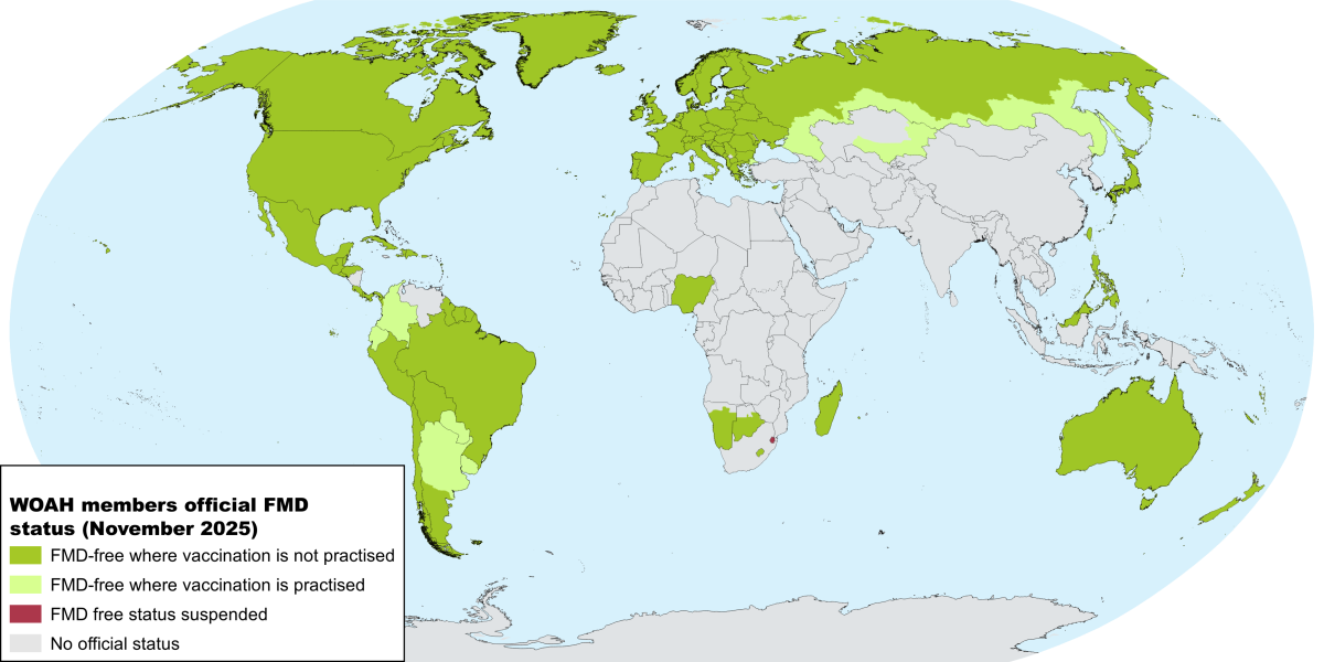 WOAH FMD Status November 2025